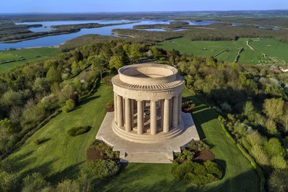 France, Meuse, Lorraine Regional Park, Cotes de Meuse, monument to American soldiers at Montsec commemorating the offensives by U.S. forces on the Saint-Mihiel salient during the First World War (aerial view)