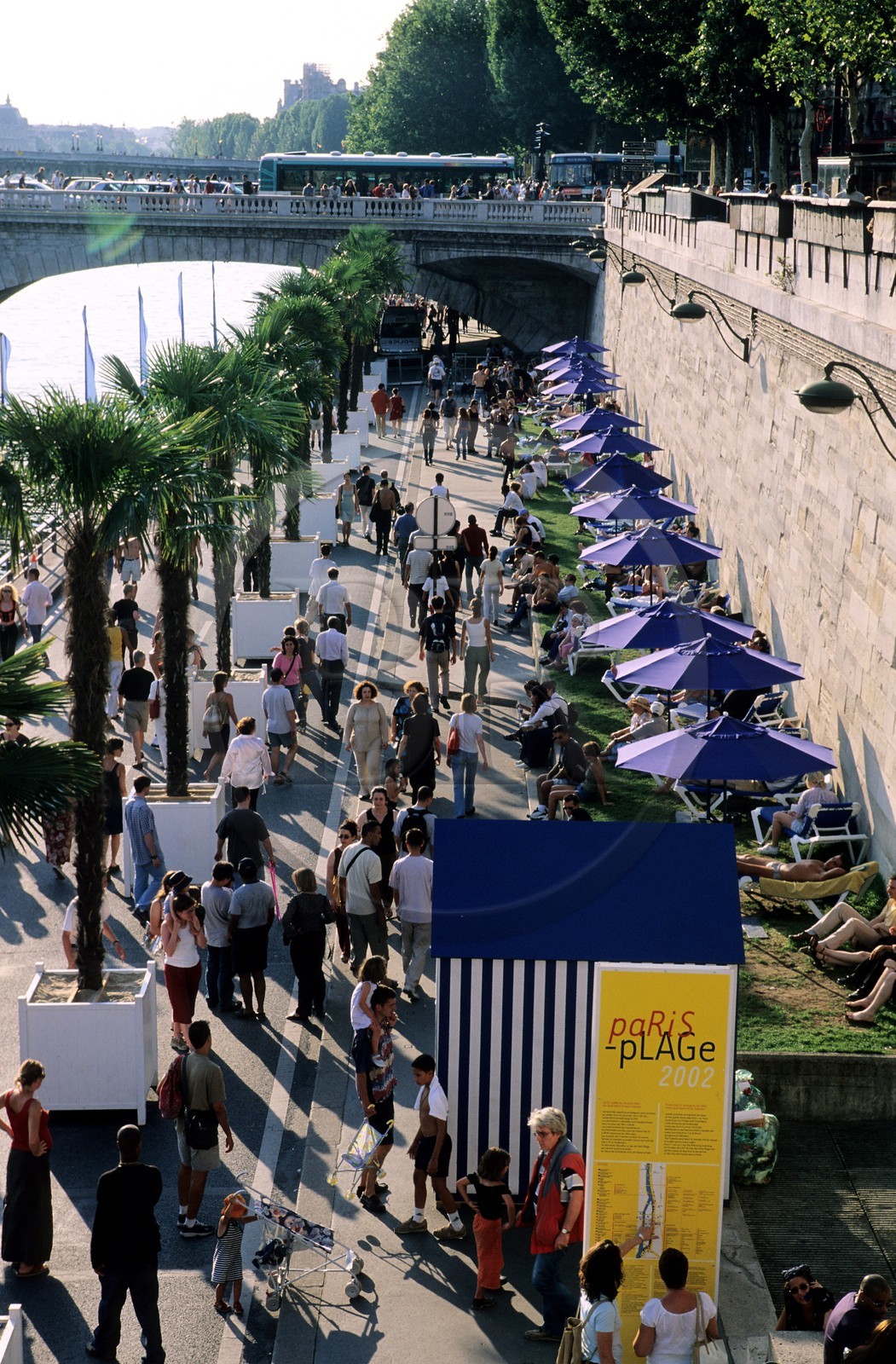France, Paris (75), Paris-Plage fête tenue au mois d'août sur les quais de Seine fermés au trafic automobile