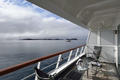 Groenland, cote ouest, bateau de croisière MS Fram de la compagnie Hurtigruten, cabine de la Grande Suite