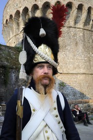 Italy, Liguria, Sarzana, Napoleon Festival, soldier of the Grande Armée, private of the 1st Regiment Grenadiers of the Old Guard