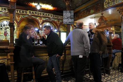 United Kingdom, Northern Ireland, Belfast, The Crown Liquor Saloon was founded in 1826 and is the unique pub to be part of the National Trust
