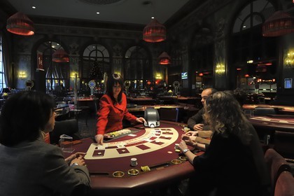 France, Calvados, Pays d'Auge, Deauville, the casino (Barriere group), black jack table