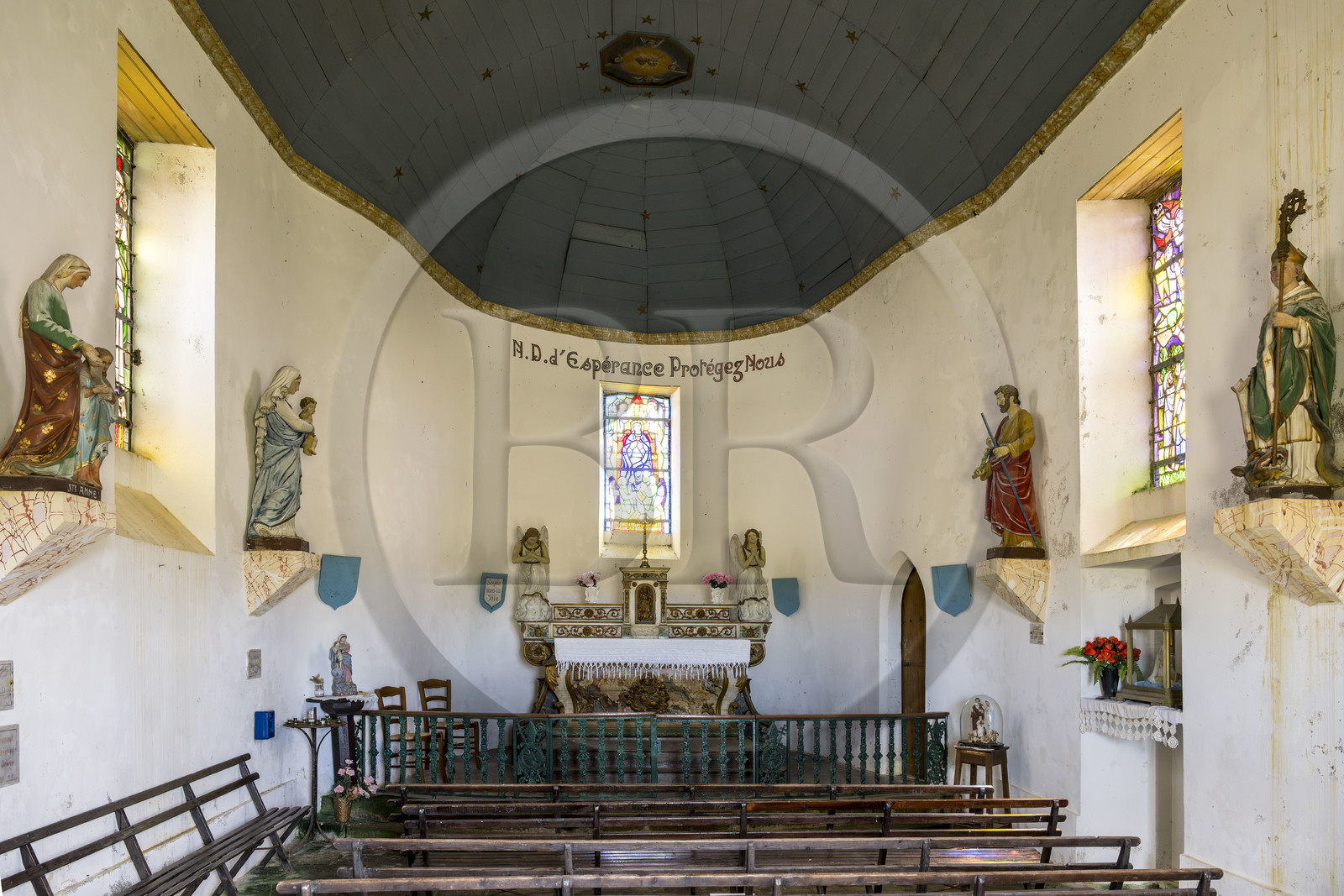 France, Finistère (29), Mer d'Iroise, Ile d'Ouessant, chapelle Notre-Dame de Bonne Espérance dans le village de Kerber