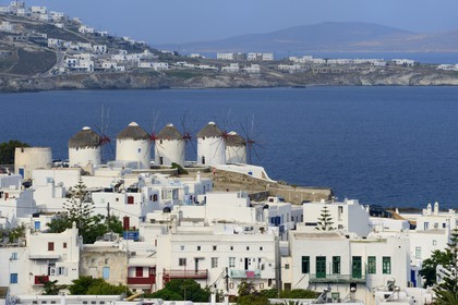 Greece, Cyclades islands, Mykonos island, Chora (Mykonos town), the five mills (Kato Mili)