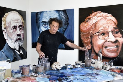 France, Val-de-Marne, Yvry-sur-Seine, Workshop of Fred Kleinberg, Work in progress of the exhibition We can be Heroes