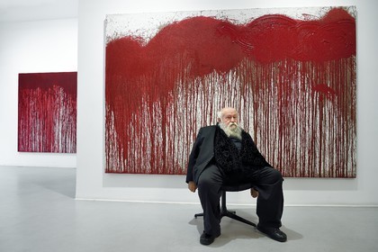 France, Paris, Galerie RX, Hermann Nitsch, Hermann Nitsch, contemporary Austrian artist, co-founder of the Wiener Aktionismus movement (Viennese Actionism)