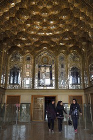 Iran, Isfahan Province, Isfahan, entrance of the Chehel-sotoon (Forty Columns) Palace, listed as World Heritage by UNESCO