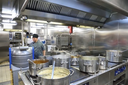 Groenland, cote ouest, bateau de croisière MS Fram de la compagnie Hurtigruten, les cuisines