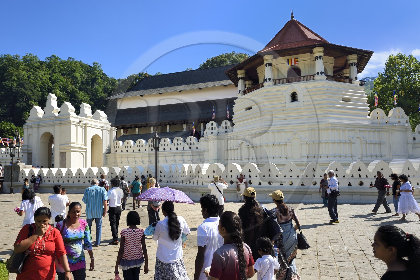 Sri Lanka, province du centre, Kandy, ville sacrée classée patrimoine mondial de l'UNESCO, Temple de la Dent de Bouddha (Sri Dalada Maligawa)