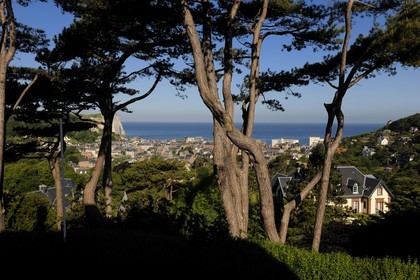 France, Seine-Maritime (76), Pays de Caux, Côte d'Albâtre, Etretat depuis les hauteurs