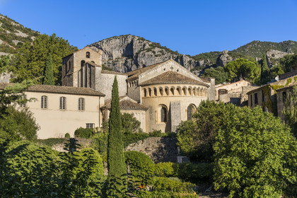 France, Herault, the Causses and the Cevennes, Mediterranean agro pastoral cultural landscape, listed as World Heritage by UNESCO, Saint Guilhem le Desert, labelled Les Plus Beaux Villages de France (The Most Beautiful Villages of France), the 9th century Gellone abbey