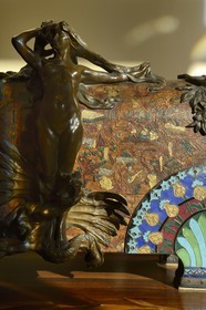 France, Meurthe-et-Moselle, Nancy, Ecole de Nancy Museum, La Parure (the Necklace) box (1894) by Victor Prouvé and Camille Martin