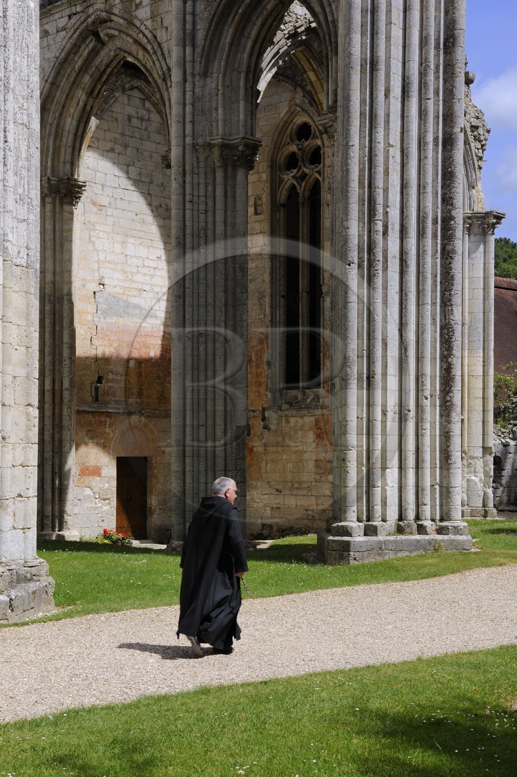 France, Seine-Maritime (76), Saint-Wandrille-Rançon, Abbaye de Saint-Wandrille, anciennement abbaye de Fontenelle, abbaye bénédictine fondée au VIIe siècle, ruines de l'église abbatiale Saint-Pierre
