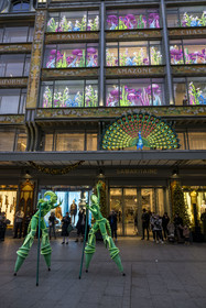 France, Paris, the La Samaritaine department store during the Christmas holidays, creations of Thoiry Lumières Sauvages in the windows of the facade