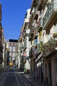 Portugal, Lisbonne, quartier du Bairro Alto, le funiculaire de Bica, reliant le quartier de Bairro alto aux rives du Tage