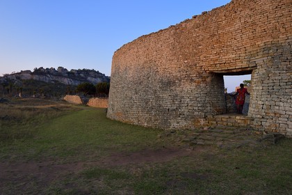Zimbabwe, Masvingo province, the ruins of the archaeological site of Great Zimbabwe, UNESCO World Heritage List, 10th-15th century, exterior wall west entrance of the Great Enclosure