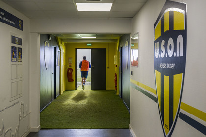 France, Nièvre (58), Sermoise-sur-Loire, stade du Pré-Fleuri, séance d'entrainement des joueurs de l'USON Nevers Rugby