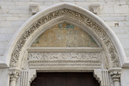 France, Isere, Vienne, Saint Maurice Cathedral, detail of the north portal pediment