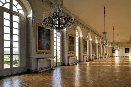 France, Yvelines, Chateau de Versailles, listed as World Heritage by UNESCO, the Grand Trianon, gallery exhibits 21 paintings of the Versailles Grove by Cotelle