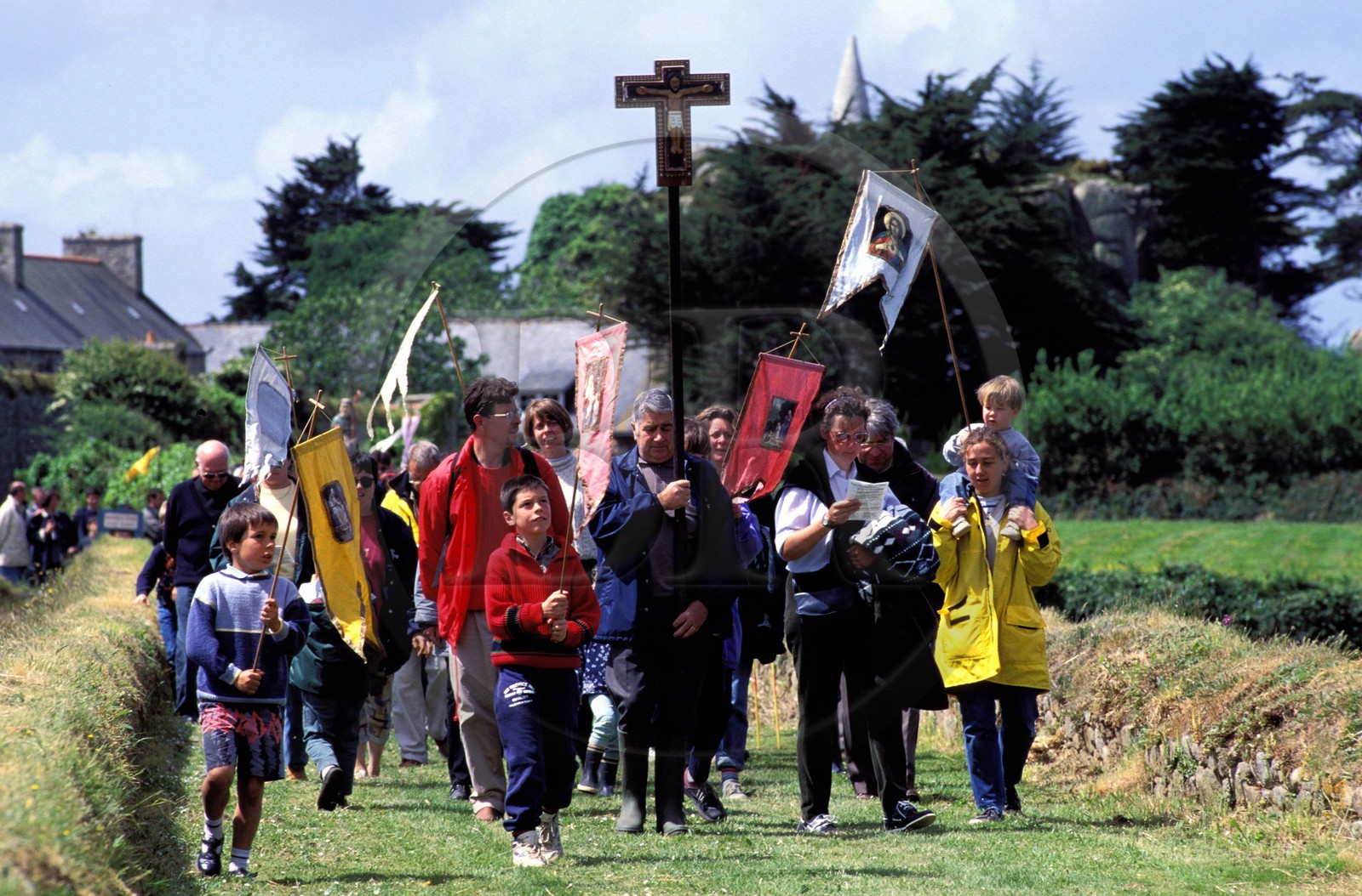 France, Côtes-d'Armor (22), procéssion du pélerinage annuel sur l'île de Saint-Gildas