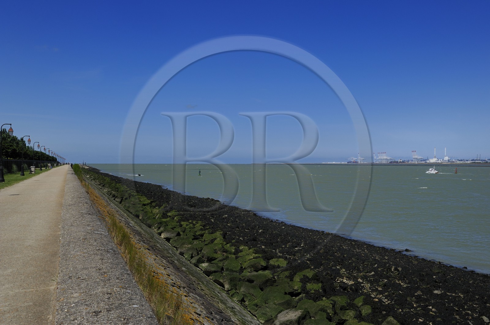 France, Calvados, Seine estuary and Le Havre harbor on the Right Bank