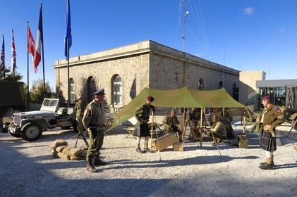 France, Manche (50), Cherbourg, Fort du Roule - musée de la Libération, reconstitution historique de la période du débarquement lors de la journée du patrimoine, soldats britaniques