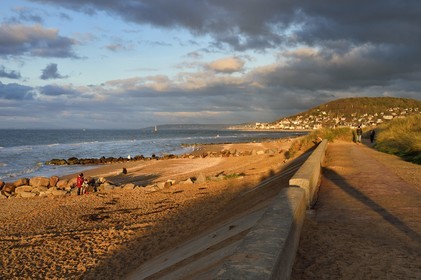 France, Calvados (14), Pays d'Auge, la côte Fleurie, Cabourg, la plage de la station balnéaire