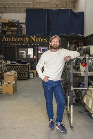 France, Gard, Nimes, Guillaume Sagot, founder of the Atelier de Nîmes which relaunched the manufacture of traditional denim fabrics