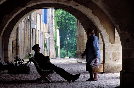 France, Landes, village of Armagnac, under the arcades