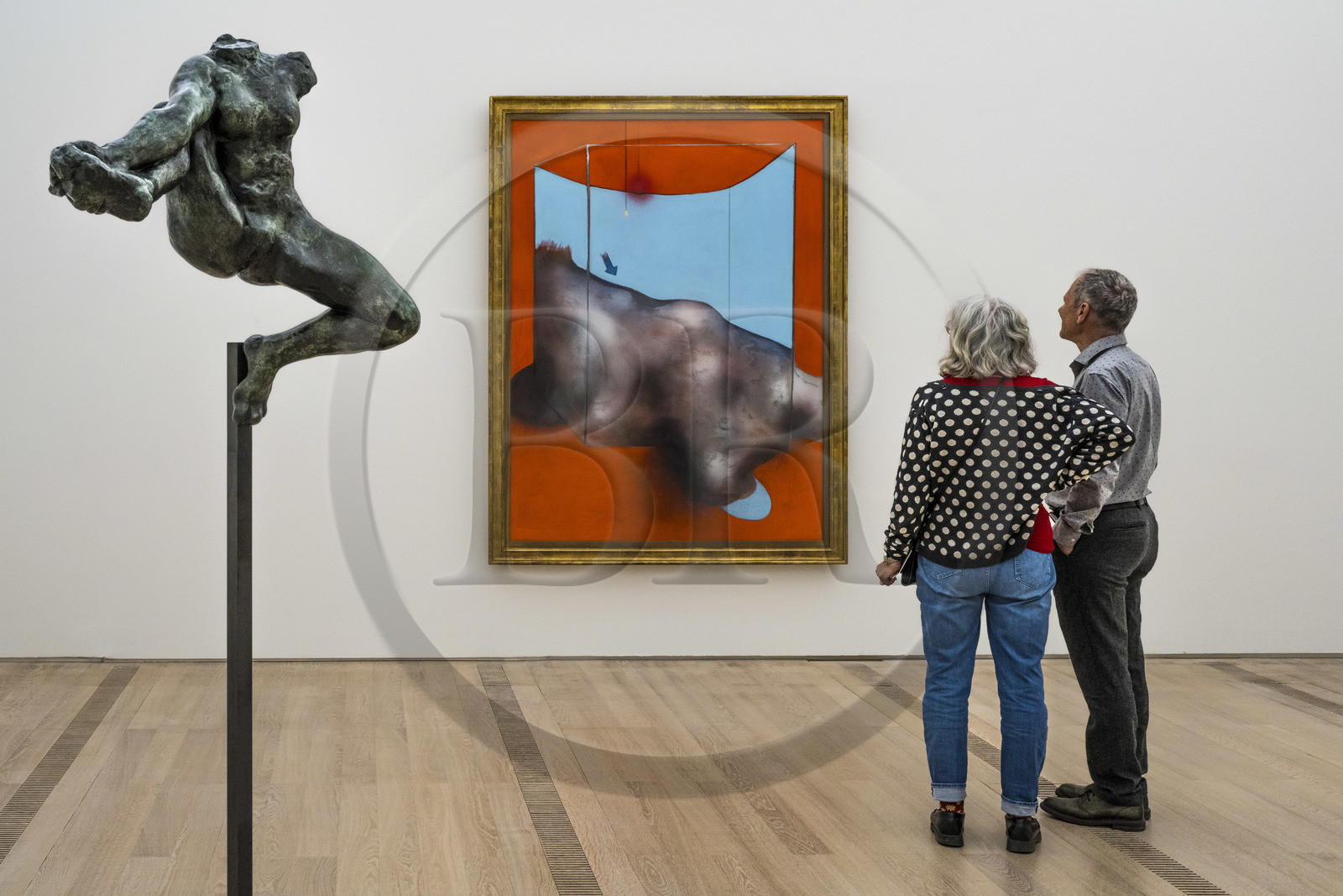 Suisse, Bâle, Riehen, fondation Beyeler, Iris, messagère des dieux (figure volante) (1890-1891) sculpture de Auguste Rodin et Sand Dune (1983) de Francis Bacon