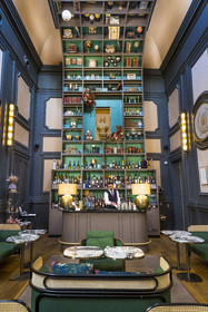 France, Hérault (34), Montpellier, centre historique appelé l’Ecusson, Hotel Richer de Belleval, salon à l’italienne et bar dans l’ancienne salle des mariages