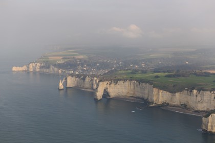 France, Seine Maritime, Pays de Caux, Cote d'Albatre, Etretat, the falaise d'Aval(Aval Cliff) (aerial view)