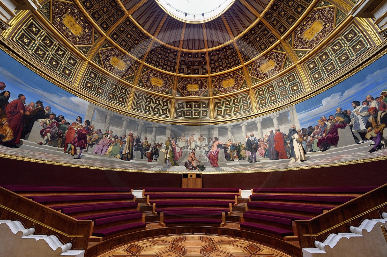 France, Paris (75), quartier de Saint-Germain-des-Prés, Ecole nationale supérieure des Beaux-Arts, l'Amphithéatre d'honneur, la peinture murale de Paul Delaroche
