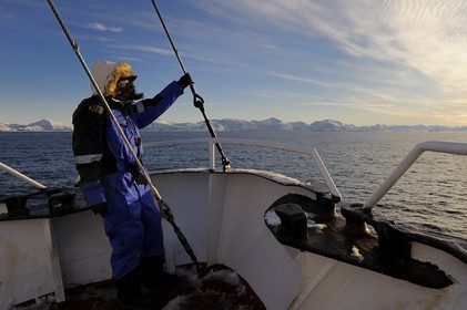 Norway, Nordland County, Vesteralen Islands, Myre area, Leonora Boat for watching whales