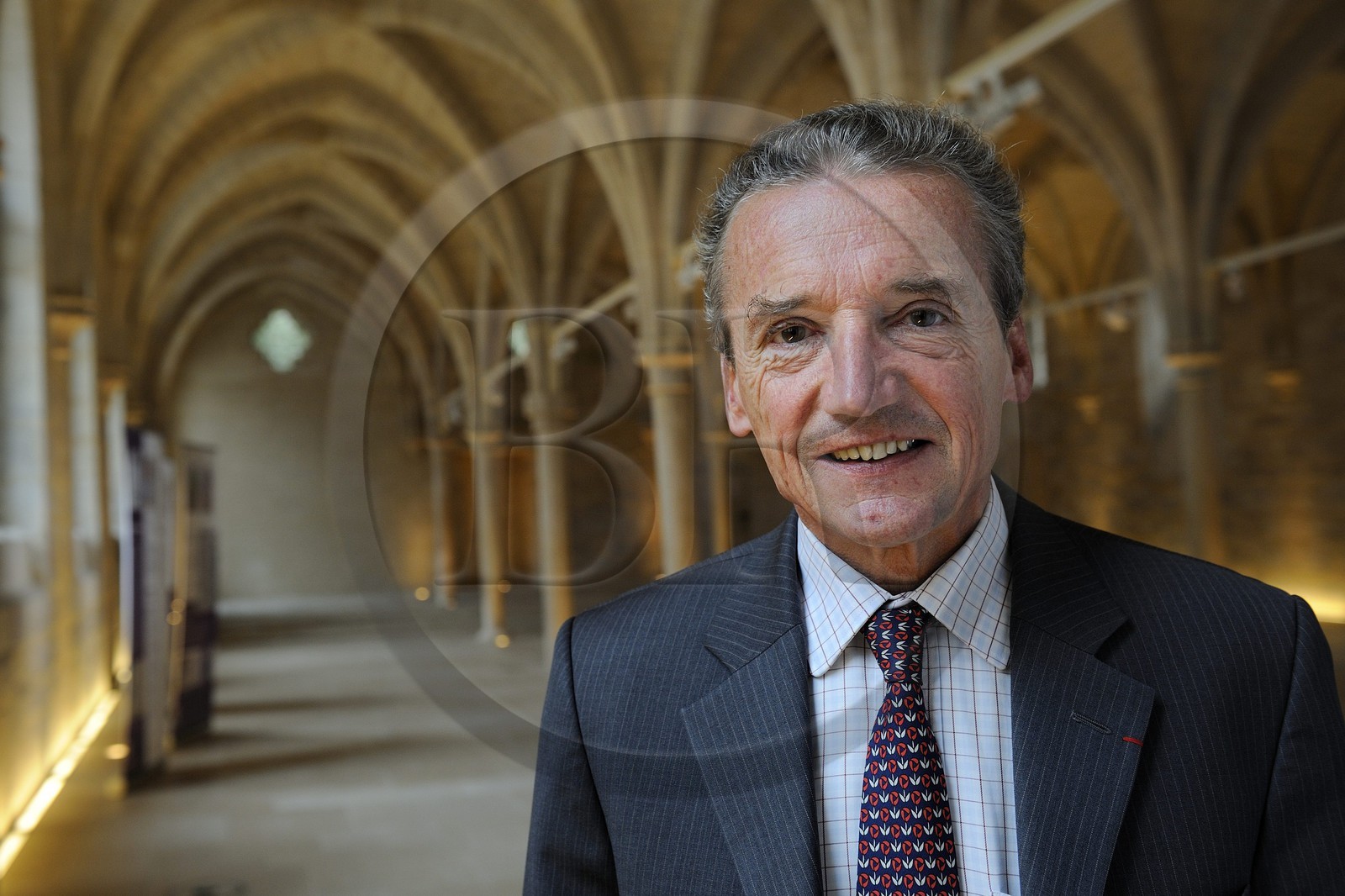 France, Paris (75), le Collège des Bernardins, portrait de Bertrand de Feydeau dans la nef cistercienne