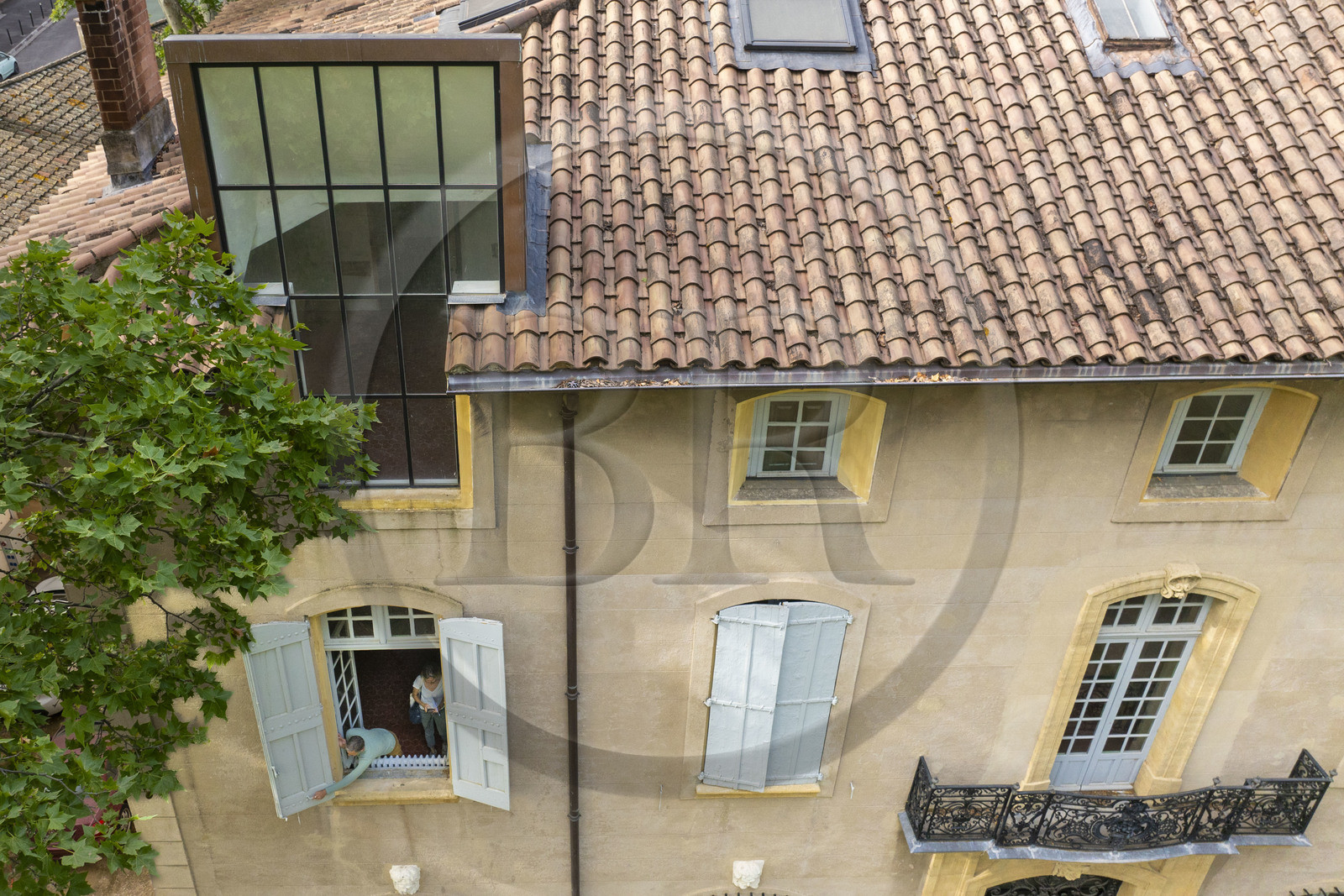 France, Bouches-du-Rhône (13), Aix en Provence, Bastide du Jas de Bouffan, ancienne demeure de Paul Cezanne de 1859 à 1899, en haut à gauche, l'atelier qu'il s'y est fait construire (vue aérienne)