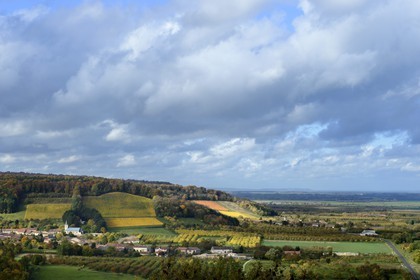 France, Meuse, Lorraine Regional Park, Cotes de Meuse, the village of Vieville-sous-les-Cotes and the Woevre plain
