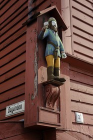 Norway, Hordaland County, Bergen, wooden houses in Bryggen District, listed as World Heritage by UNESCO, former trading post of the Hanseatic League