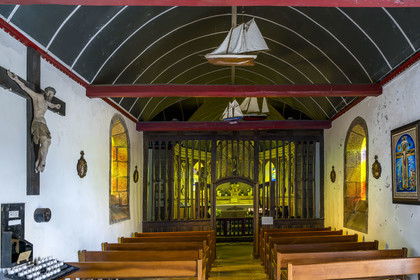 France, Finistère, Bay of Morlaix, Carantec, Ile Callot, Notre Dame de Callot chapel founded in the year 513