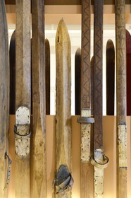 Sweden, Vasterbotten County, Umea, the Vasterbotten museum (folk museum) in Gammlia, the ski museum with models from 1800 to today