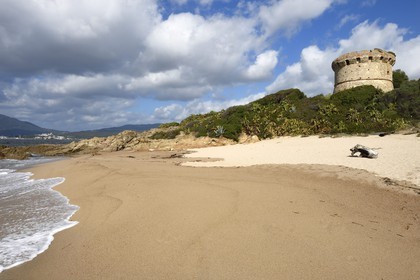 France, Corse du Sud, Gulf of Ajaccio, Capitello tower, near the Ricanto beach, Ajaccio in the background