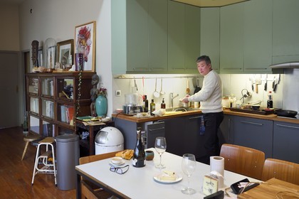 France, the artist Ru Xiao Fan in his workshop in Les Lilas near Paris