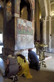 Georgia, Mtskheta Mtianeti region, Mtskheta, Svetitskhoveli cathedral, listed as World Heritage by UNESCO, grave of St. Sidonie, 17th century ciborium under which the robe of Jesus is said to have been buried