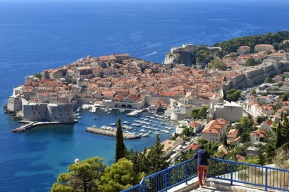 Croatia, Dalmatia, Dalmatian coast, Dubrovnik, Historic Centre listed as World Heritage by UNESCO, general view from the coastal road