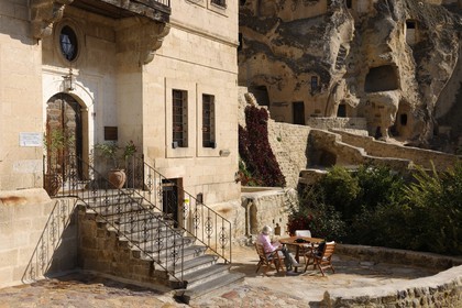 Turkey, Central Anatolia, Nevsehir Province, Cappadocia listed as World Heritage by UNESCO, Urgup, Yunak Evleri luxury hotel in old troglodytic houses