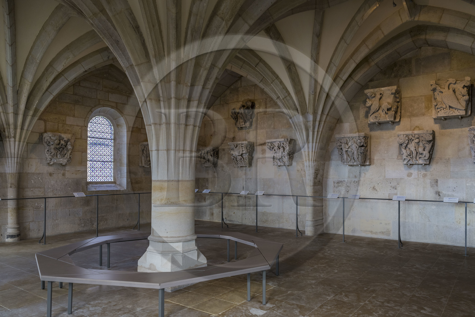 France, Saône-et-Loire (71), Autun, la cathédrale Saint-Lazare, ancienne bibliothèque, la salle capitulaire rassemble aujourd'hui une trentaine de chapiteaux réalisés pour la plupart par Gislebertus