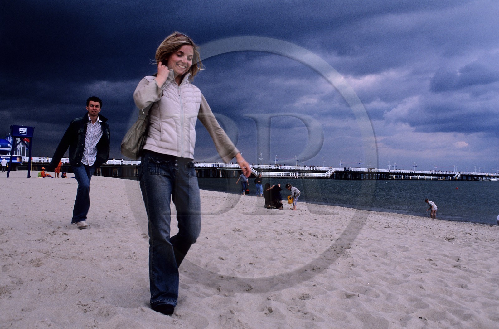 Pologne, Poméranie Orientale, Gdansk, la plage et la grande jetée de Sopot