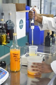 France, Ile de la Reunion, Saint Pierre, domaine de la distillerie Isautier, laboratoire d'analyses et de conception des nouveaux arrangements de rhum