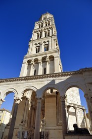 Croatia, Dalmatia, Dalmatian coast, Split, old Roman city listed as World Heritage by UNESCO, Diocletian's palace, Saint Domnius Cathedral tower built over the former mausoleum of Roman Emperor Diocletian