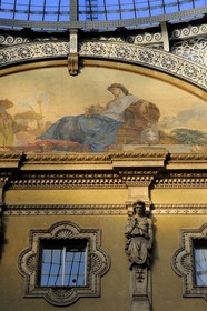 Italy, Lombardy, Milan, Vittorio Emmanuel II Gallery, shopping arcade built on the 19th century by Giuseppe Mengoni, detail of a facade